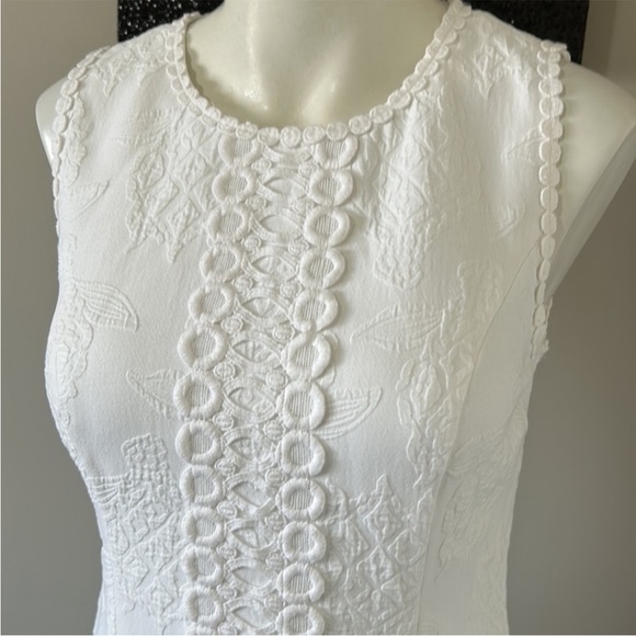 Lilly Pulitzer Women's Visit Mila Jacquard Shift Dress Lace Trim White Sz 2 - Picture 5 of 12